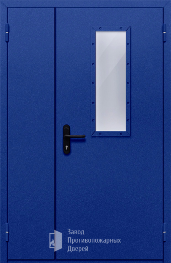 Фото двери «Полуторная со стеклом (синяя)» в Красноармейску
