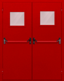 Фото двери «Двупольная со стеклопакетом и антипаникой (красная)» в Красноармейску