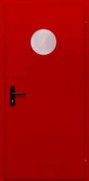 Фото двери «Однопольная с круглым стеклом (красная)» в Красноармейску