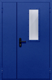 Фото двери «Полуторная со стеклом (синяя)» в Красноармейску