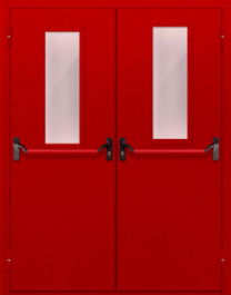 Фото двери «Двупольная с стеклом и антипаникой (красная)» в Красноармейску