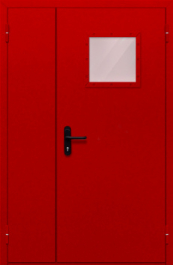 Фото двери «Полуторная со стеклопакетом (красная)» в Красноармейску