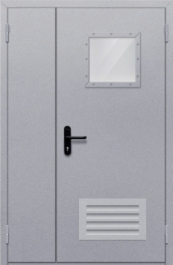Фото двери «Полуторная со стеклопакетом и решеткой» в Красноармейску