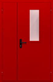 Фото двери «Полуторная со стеклом (красная)» в Красноармейску