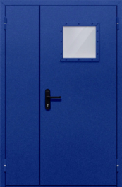 Фото двери «Полуторная со стеклопакетом (синяя)» в Красноармейску